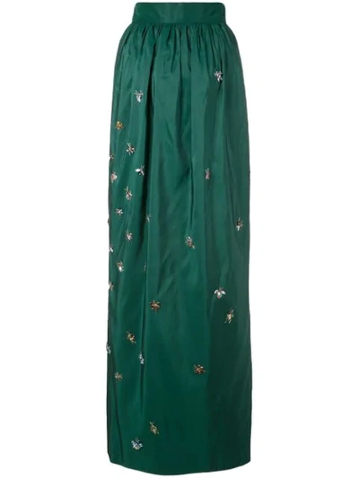 Carolina Herrera Crystal-embellished Silk-faille Maxi Skirt In Green