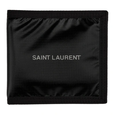 Saint Laurent Logo-print Technical-ripstop Bi-fold Wallet In Black