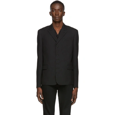 Saint Laurent Black Gabardine 7-button Blazer In 1000 Black