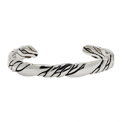 Saint Laurent Twisted Antiqued Cuff In 8142 Silvox