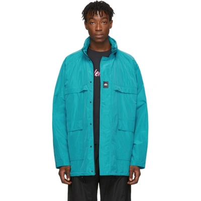 Balenciaga Logo-print Shell Hooded Jacket In Blue