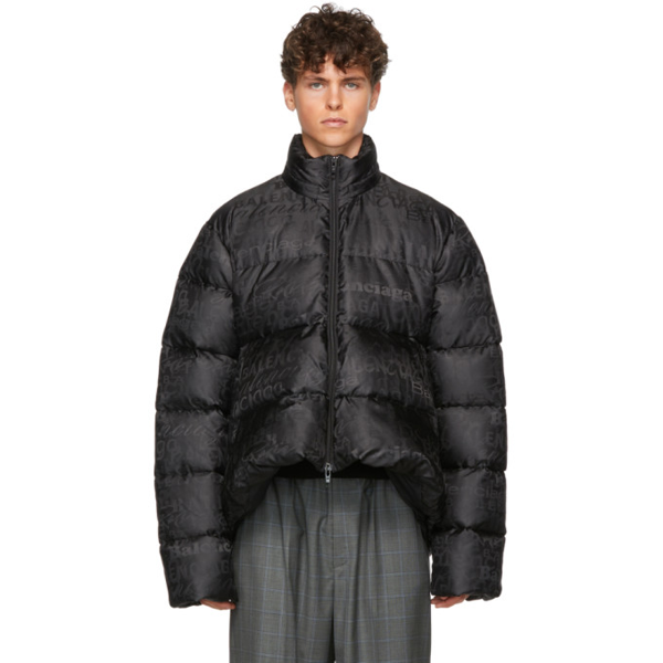 Balenciaga Hooded Nylon Cropped Puffer Jacket In 1000 Black | ModeSens