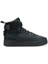 Nike Sf Af1 Black Leather Sneakers In 005 Black/black-black