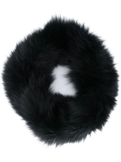 Yves Salomon Knitted Fox Fur Snood In Black