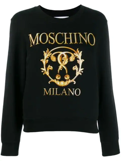 Moschino Logo Print Sweatshirt In Black