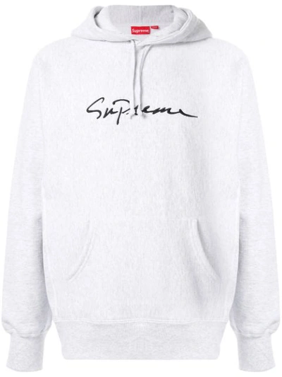 Supreme Signature Logo Hoodie In White