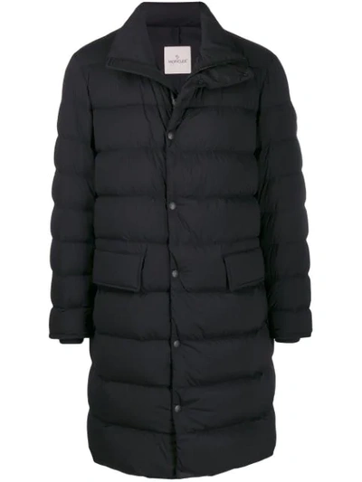 Moncler Padded Mid-length Coat In Black