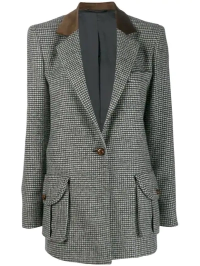 Blazé Milano Houndstooth Print Blazer In Black/white