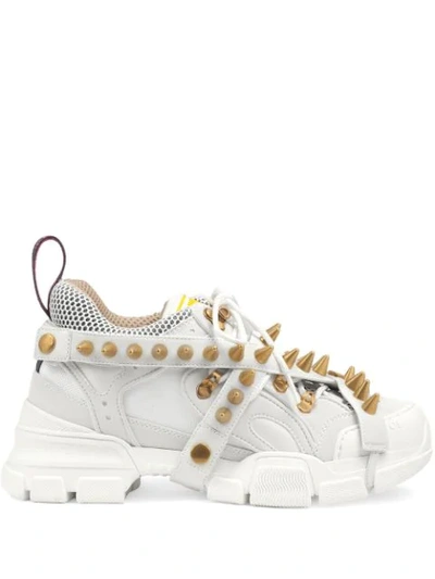 Gucci Women's Flashtrek Sneaker With Removable Spikes In White