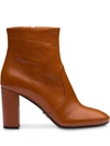 Prada Chunky Heel Ankle Boots In Brown
