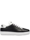 Prada Leather Monochrome Sneakers In Black