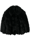 Red Valentino Furry Cropped Jacket In Black