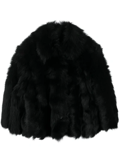 Red Valentino Furry Cropped Jacket In Black