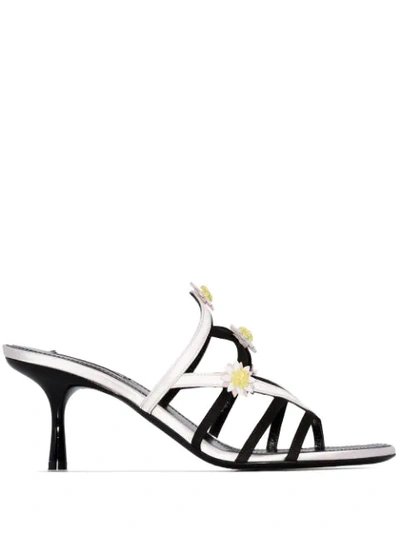 Fabrizio Viti Gardner 65 Flower Detail Leather Sandals In White