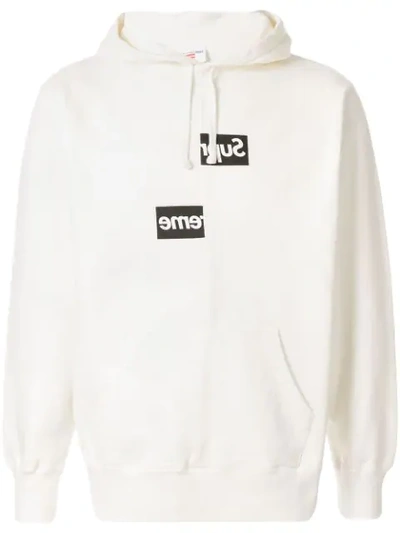 Supreme X Comme Des Garçons Split Box Logo Hoodie In White