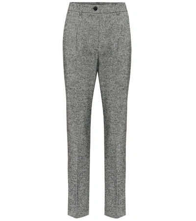 Dolce & Gabbana High-rise Straight Wool-blend Pants In Grey