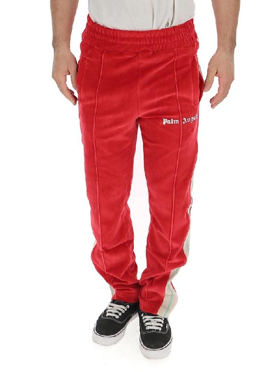 Palm Angels Logo Side Stripe Track Pants In Red