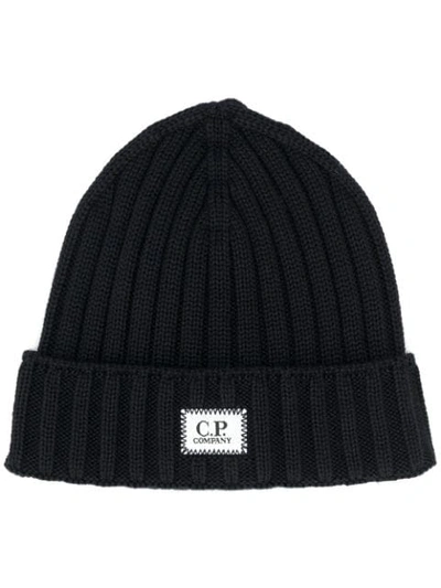 C.p. Company Logo Patch Beanie Hat In 888 Blu