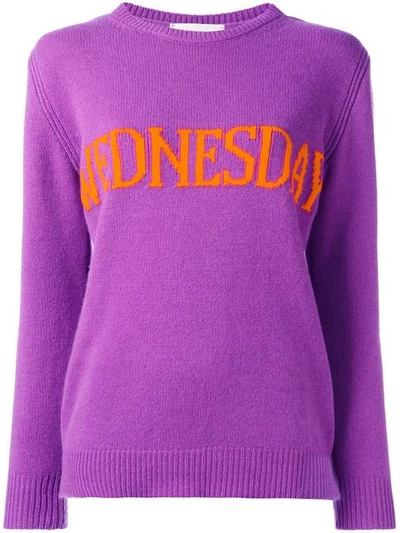 Alberta Ferretti Wednesday Wool & Cashmere Knit Sweater In Purple