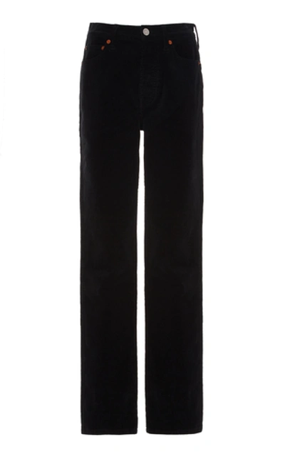 Re/done Double Needle Slim-leg Jeans In Black