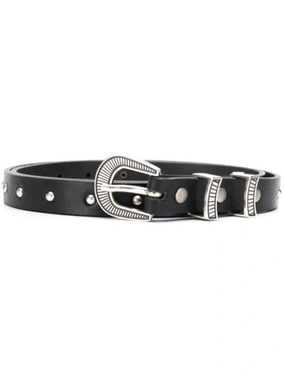 Alanui Engraved-buckle Studded Belt In Black
