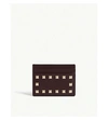 Valentino Garavani Rockstud Leather Card Holder In Rubin