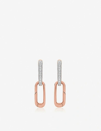 Monica Vinader Alta Capture Charm 18ct Rose Gold-vermeil And Diamond Link Earrings In 18 Ct Rose Gold