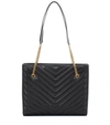 Saint Laurent Tribeca Medium Quilted Textured-leather Tote In Black