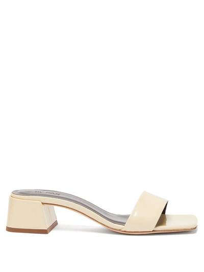 By Far Courtney Square-toe Patent-leather Mules In Cream