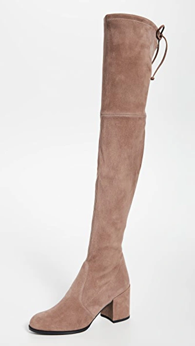 Stuart Weitzman Kirstie 60mm Suede Over-the-knee Boots In Taupe