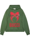 Gucci Manifesto Mask Graphic Pullover Hoodie In Green