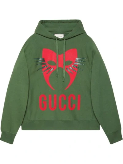 Gucci Manifesto Mask Graphic Pullover Hoodie In Green