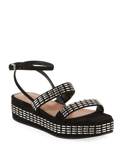 Alaïa Suede Platform Ankle-wrap Sandals In Black