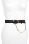 Rag & Bone Wingman Suede Belt With Chain In Black