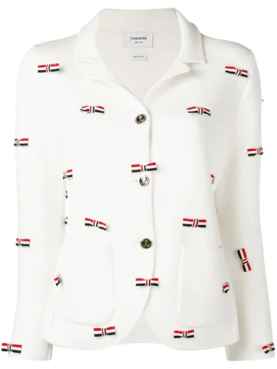 Thom Browne Bow Embroidery Merino Sport Coat In 100 White