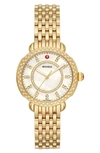 Michele Women's Sidney Classic Yellow Goldplated Stainless Steel & Diamond Bracelet Watch