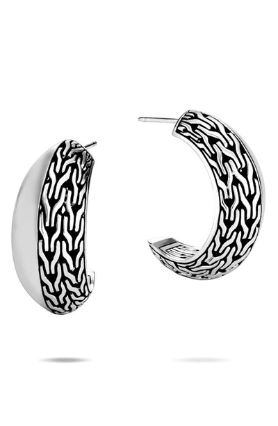 John Hardy Classic Chain Knife Edge Hoop Earrings In Silver