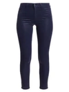 L Agence Margot High-rise Ankle Skinny Coated Jeans In Navy Coated