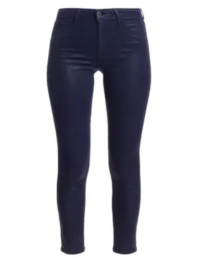 L Agence Margot High-rise Ankle Skinny Coated Jeans In Navy Coated