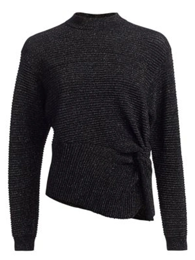 Michelle Mason Women's Ribbed Metallic Wool Twist Sweater In Navy