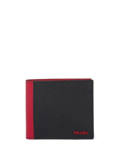Prada Saffiano Bi-fold Wallet In Black