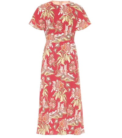 Peter Pilotto Printed Waffle Midi Dress In Red