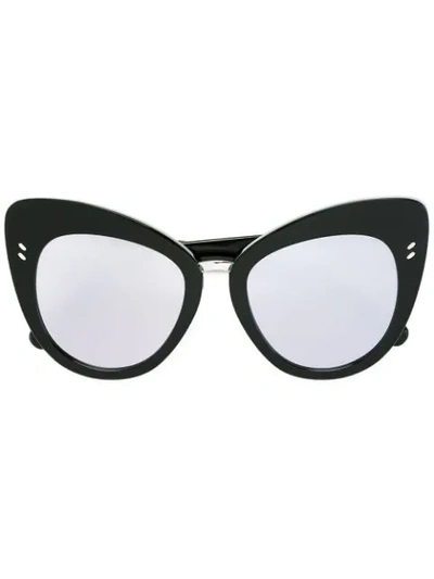 Stella Mccartney Cat Eye Frame Sunglasses In Shiny Black Silver
