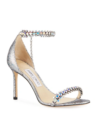 Jimmy Choo Shiloh Holographic Leather Sandals In Multi