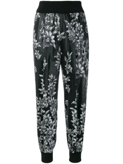 Fendi Floral Tapered Trousers In Black