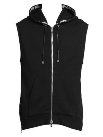 Balmain Men's Hooded Side Zip Vest In Black