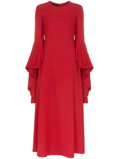 Giambattista Valli Ruffle Sleeve Maxi Dress In Red
