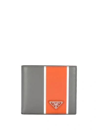 Prada Logo Wallet In Grey