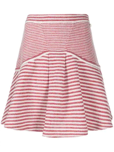 Pre-owned Chanel Striped Knitted Skirt In Red