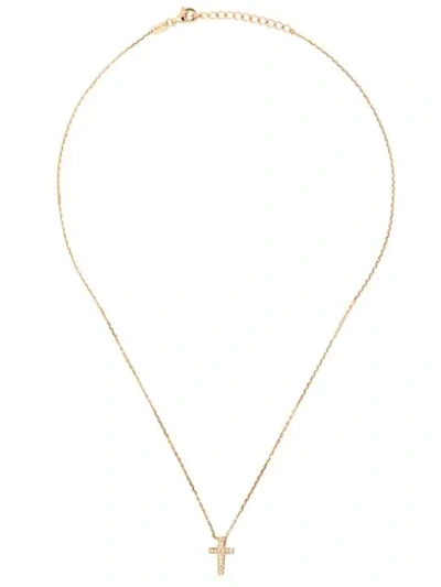 As29 18kt Yellow Gold Mini Charm Cross Diamond Necklace
